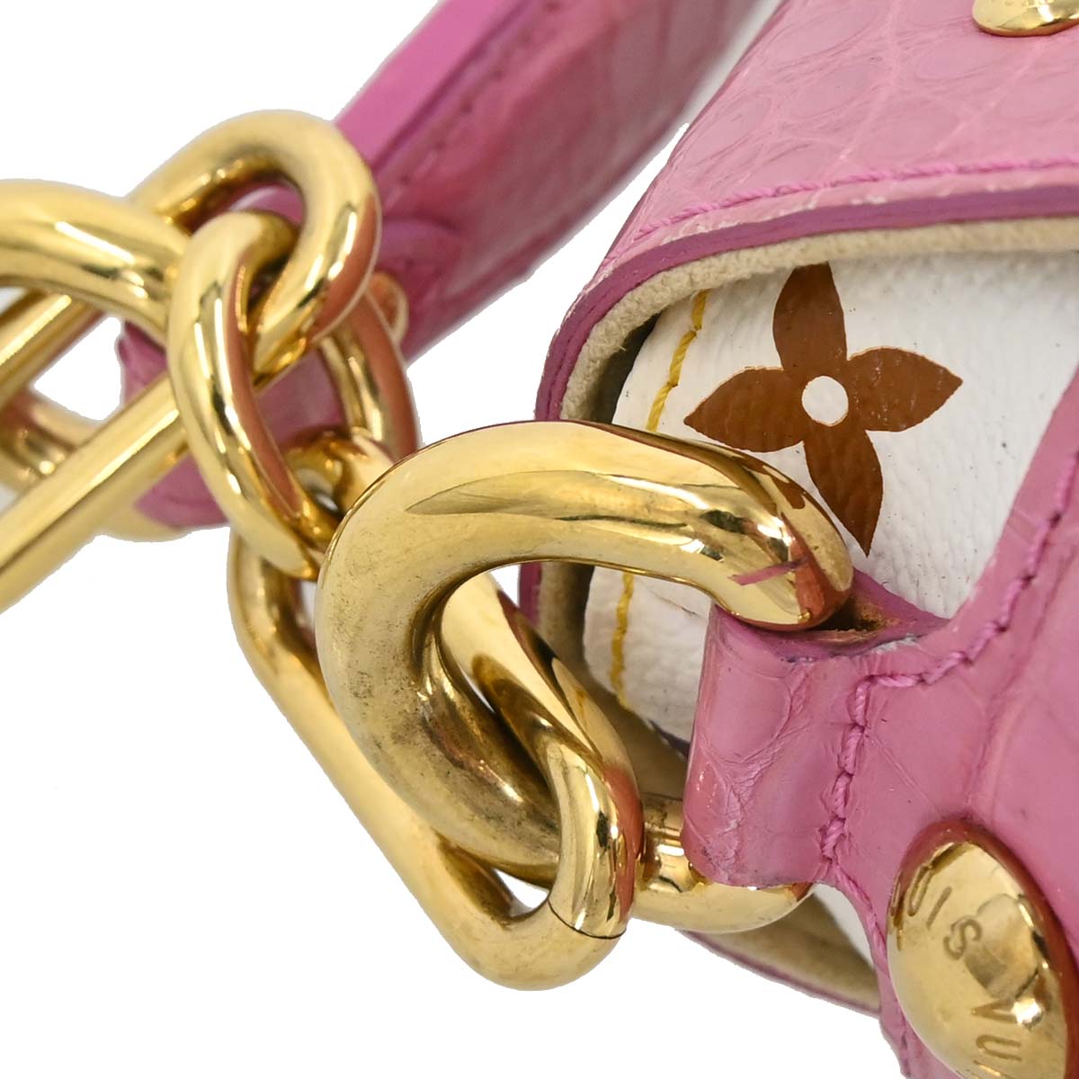 Louis Vuitton * White Pink Crocodile Multicolor Marilyn M40450
