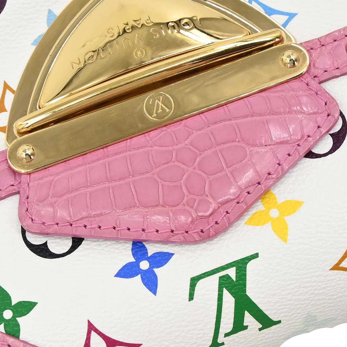 Louis Vuitton * White Pink Crocodile Multicolor Marilyn M40450