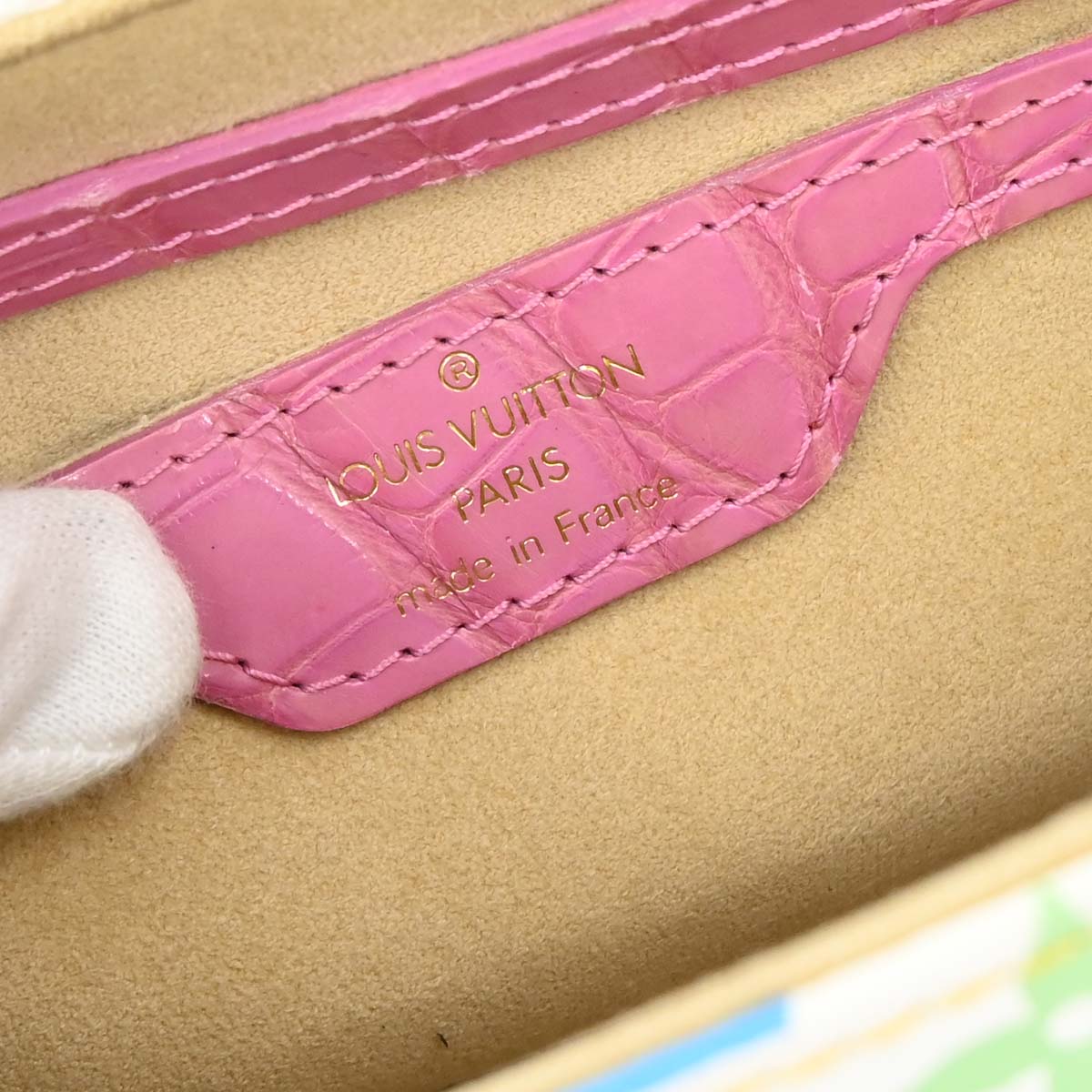 Louis Vuitton * White Pink Crocodile Multicolor Marilyn M40450