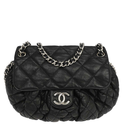 Chanel 2011 Black Calfskin Chain Around Shoulder Bag