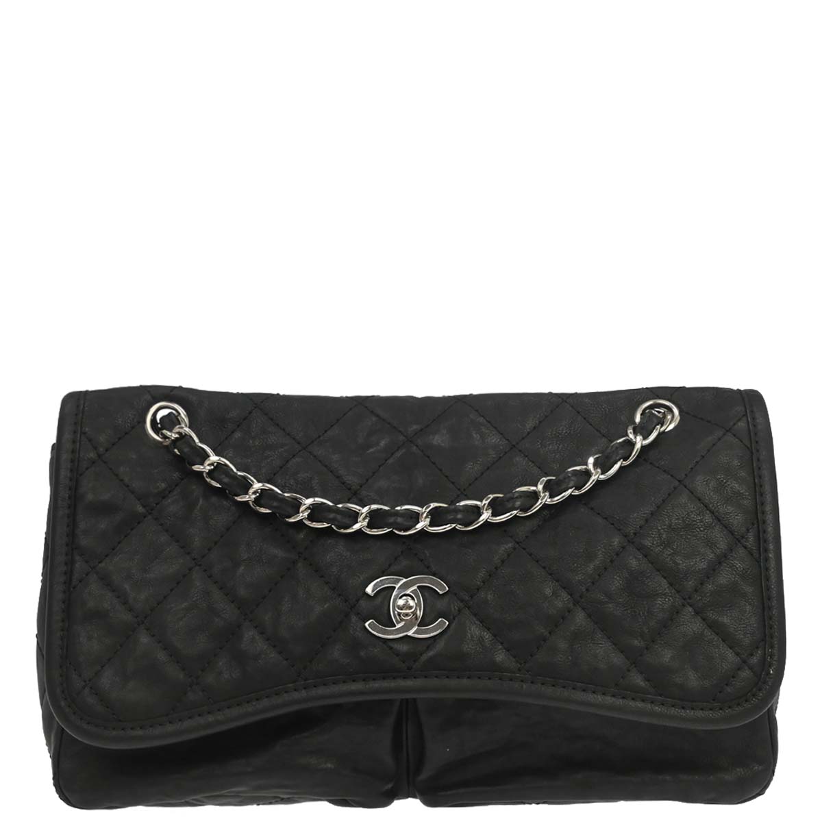 Chanel Black Lambskin Natural Beauty Split Pocket Flap Bag Shoulder Bag
