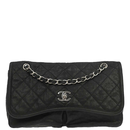 Chanel Black Lambskin Natural Beauty Split Pocket Flap Bag Shoulder Bag