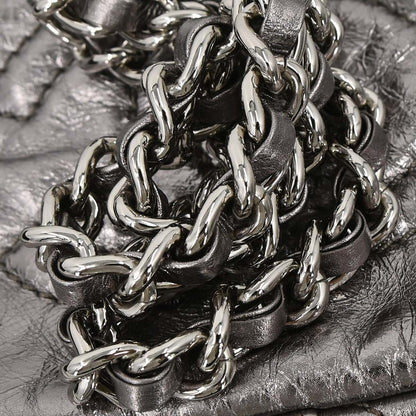 Chanel 2008-2009 Silver Calfskin Chain Around Shoulder Bag