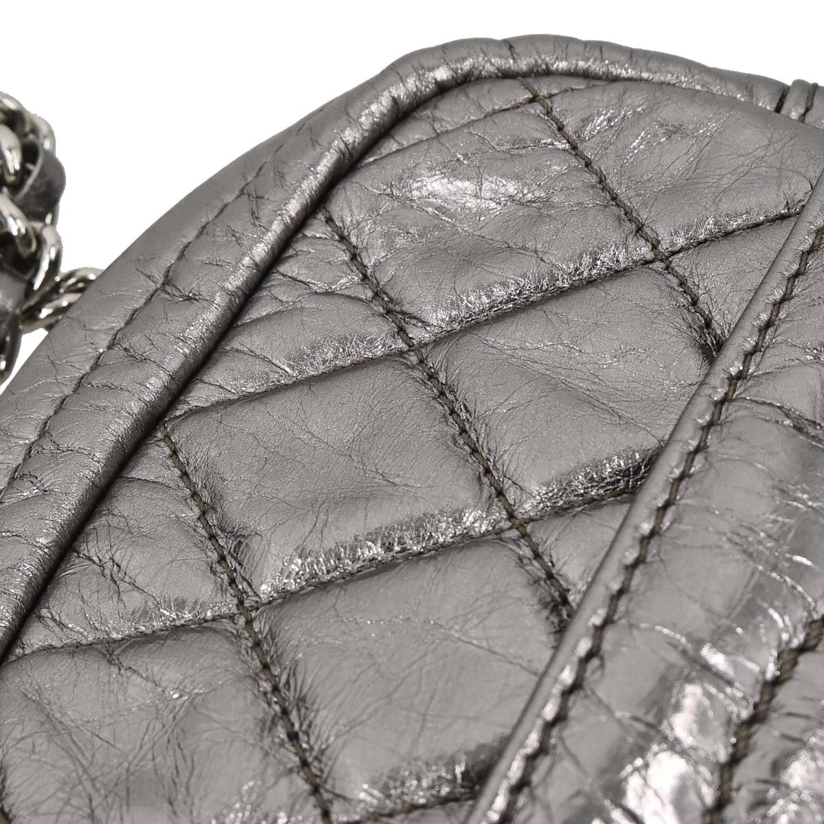 Chanel 2008-2009 Silver Calfskin Chain Around Shoulder Bag