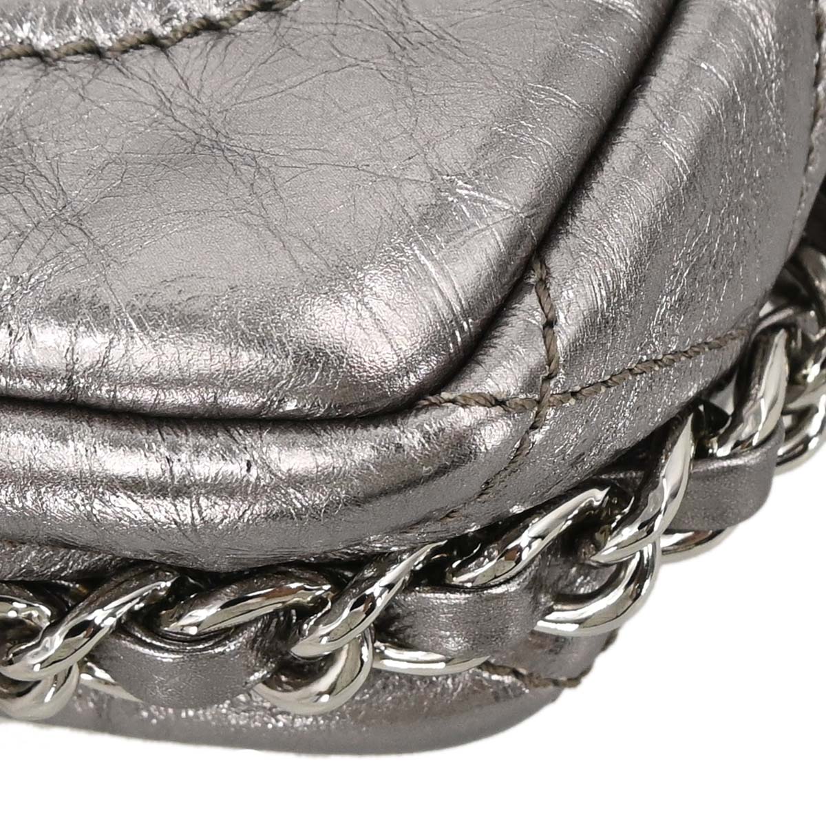 Chanel 2008-2009 Silver Calfskin Chain Around Shoulder Bag
