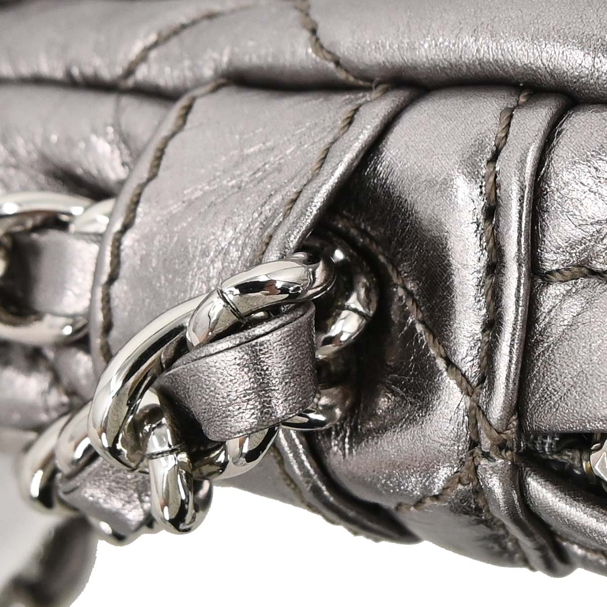 Chanel 2008-2009 Silver Calfskin Chain Around Shoulder Bag
