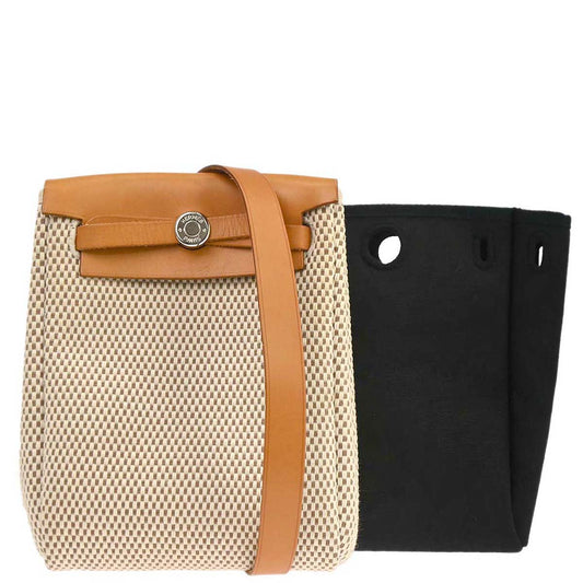 Hermes Natural Black Toile Officier GM Herbag TPM 2 in 1 Shoulder Bag