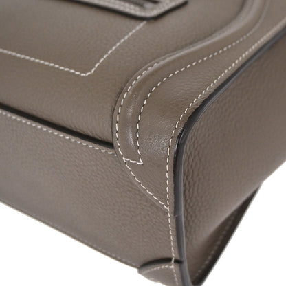 Celine Brown Leather Nano Luggage 2way Shoulder Tote Bag