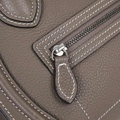 Celine Brown Leather Nano Luggage 2way Shoulder Tote Bag
