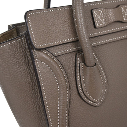 Celine Brown Leather Nano Luggage 2way Shoulder Tote Bag