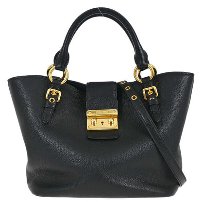 Miu Miu Black Chevre 2way Shoulder Tote Bag