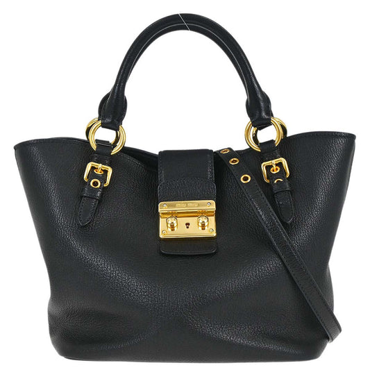 Miu Miu Black Chevre 2way Shoulder Tote Bag