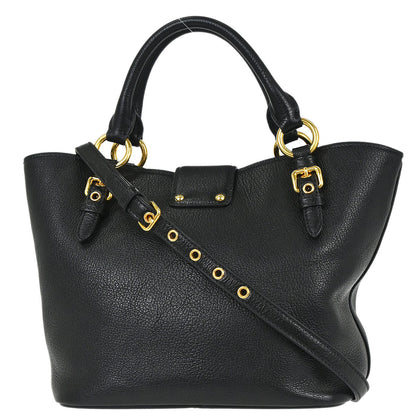 Miu Miu Black Chevre 2way Shoulder Tote Bag