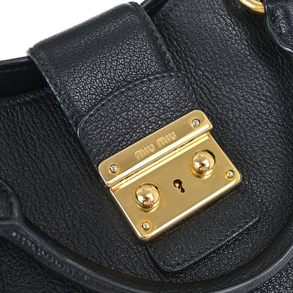 Miu Miu Black Chevre 2way Shoulder Tote Bag