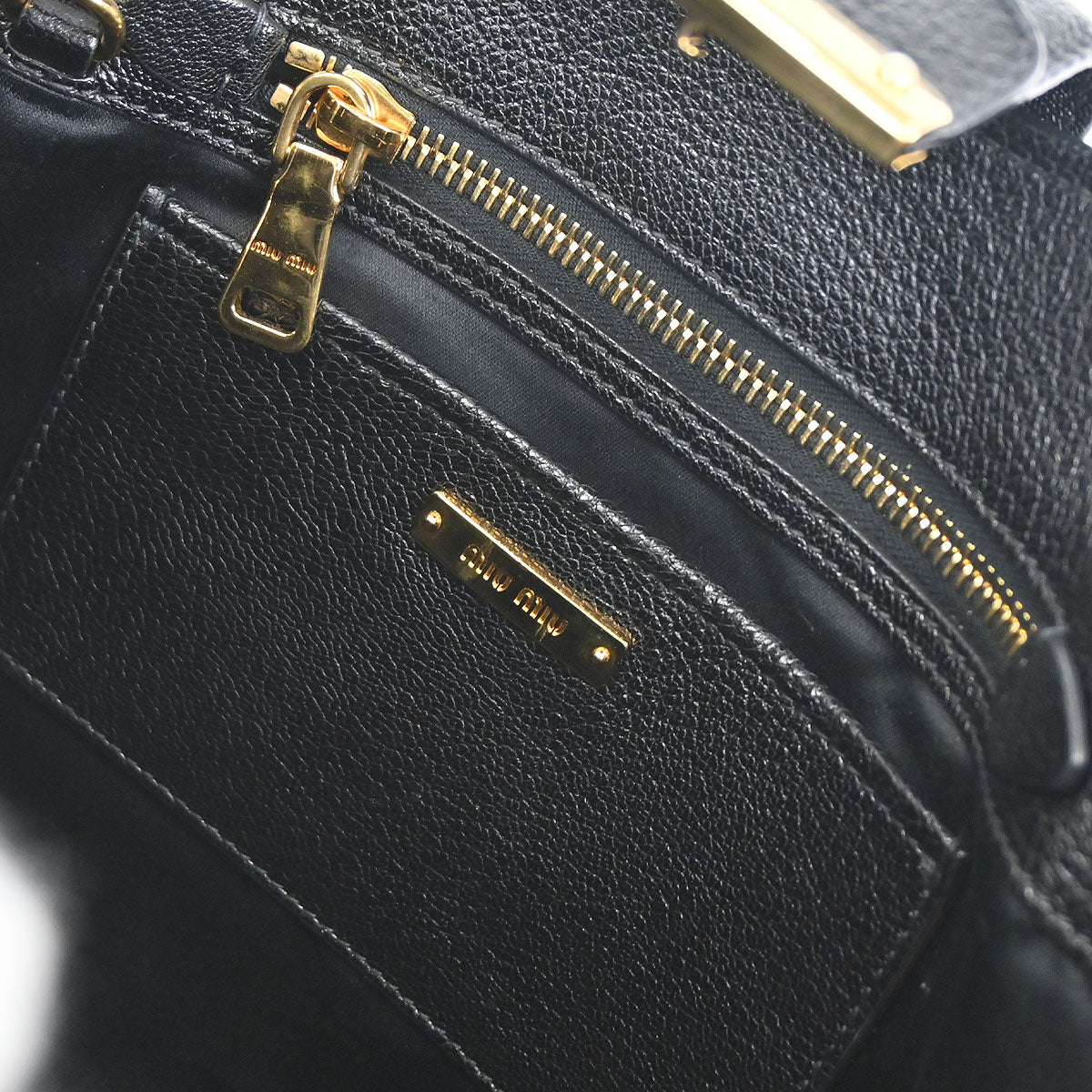 Miu Miu Black Chevre 2way Shoulder Tote Bag