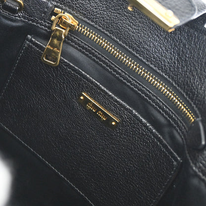 Miu Miu Black Chevre 2way Shoulder Tote Bag