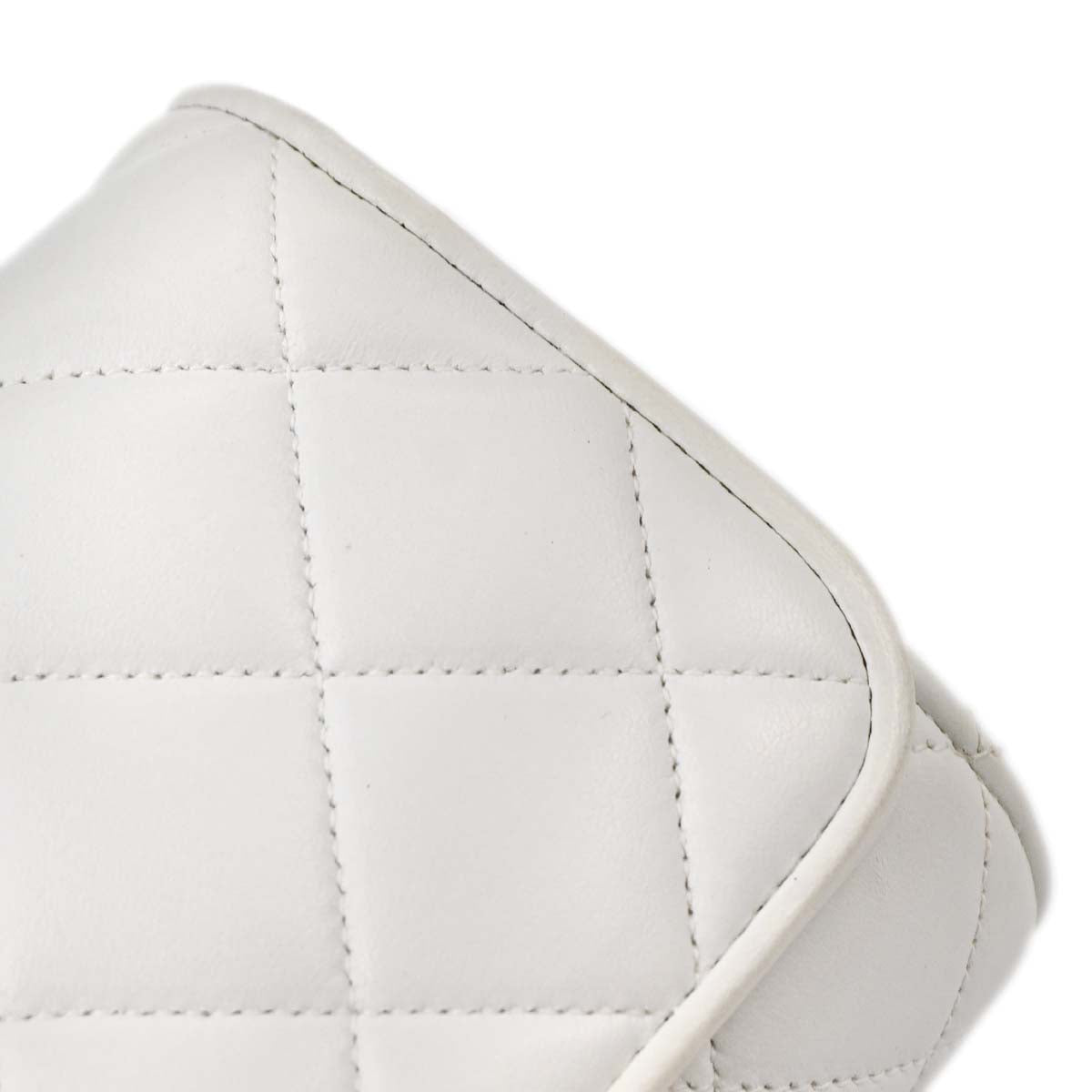 Chanel 1994-1996 White Lambskin Straight Flap Shoulder Bag
