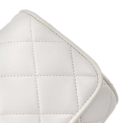 Chanel 1994-1996 White Lambskin Straight Flap Shoulder Bag