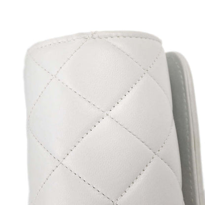 Chanel 1994-1996 White Lambskin Straight Flap Shoulder Bag