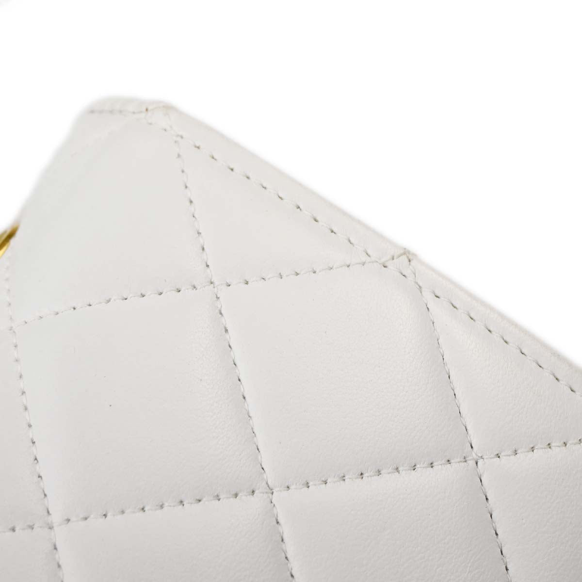 Chanel 1994-1996 White Lambskin Straight Flap Shoulder Bag