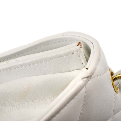 Chanel 1994-1996 White Lambskin Straight Flap Shoulder Bag