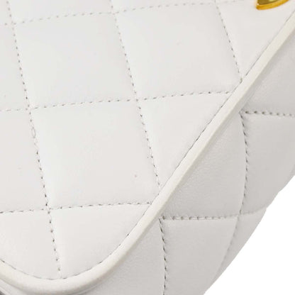Chanel 1994-1996 White Lambskin Straight Flap Shoulder Bag