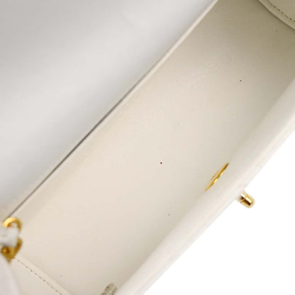 Chanel 1994-1996 White Lambskin Straight Flap Shoulder Bag