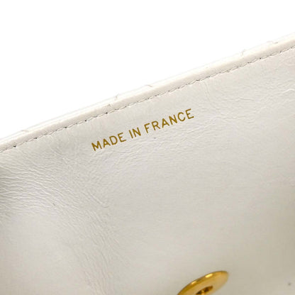 Chanel 1994-1996 White Lambskin Straight Flap Shoulder Bag