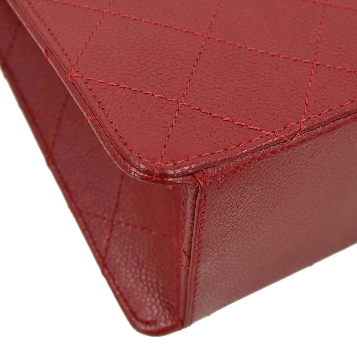 Chanel Red Caviar Skin Jumbo Classic Flap Shoulder Bag