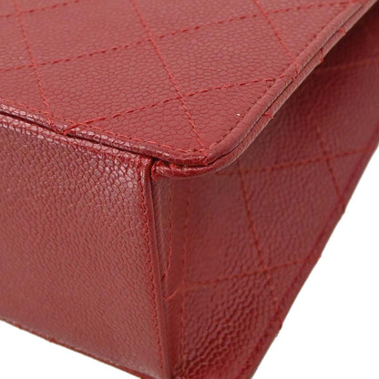 Chanel Red Caviar Skin Jumbo Classic Flap Shoulder Bag