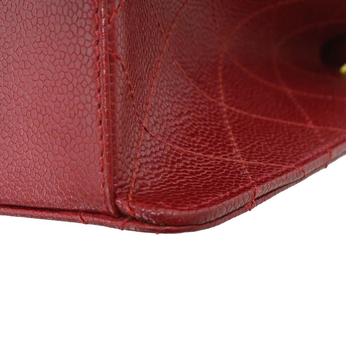 Chanel Red Caviar Skin Jumbo Classic Flap Shoulder Bag