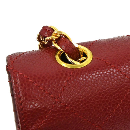 Chanel Red Caviar Skin Jumbo Classic Flap Shoulder Bag