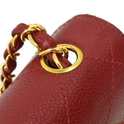 Chanel Red Caviar Skin Jumbo Classic Flap Shoulder Bag