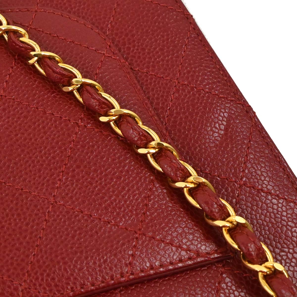 Chanel Red Caviar Skin Jumbo Classic Flap Shoulder Bag