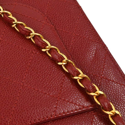 Chanel Red Caviar Skin Jumbo Classic Flap Shoulder Bag
