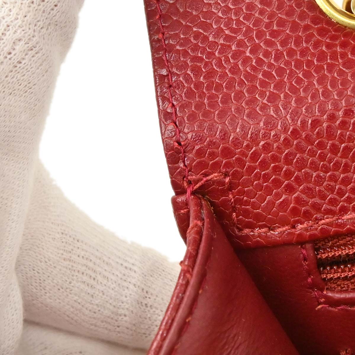 Chanel Red Caviar Skin Jumbo Classic Flap Shoulder Bag