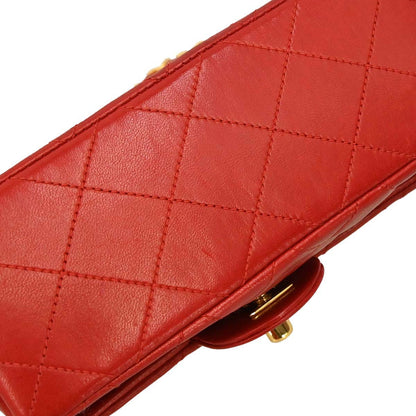 Chanel Red Lambskin Mini Classic Square Flap Shoulder Bag 17