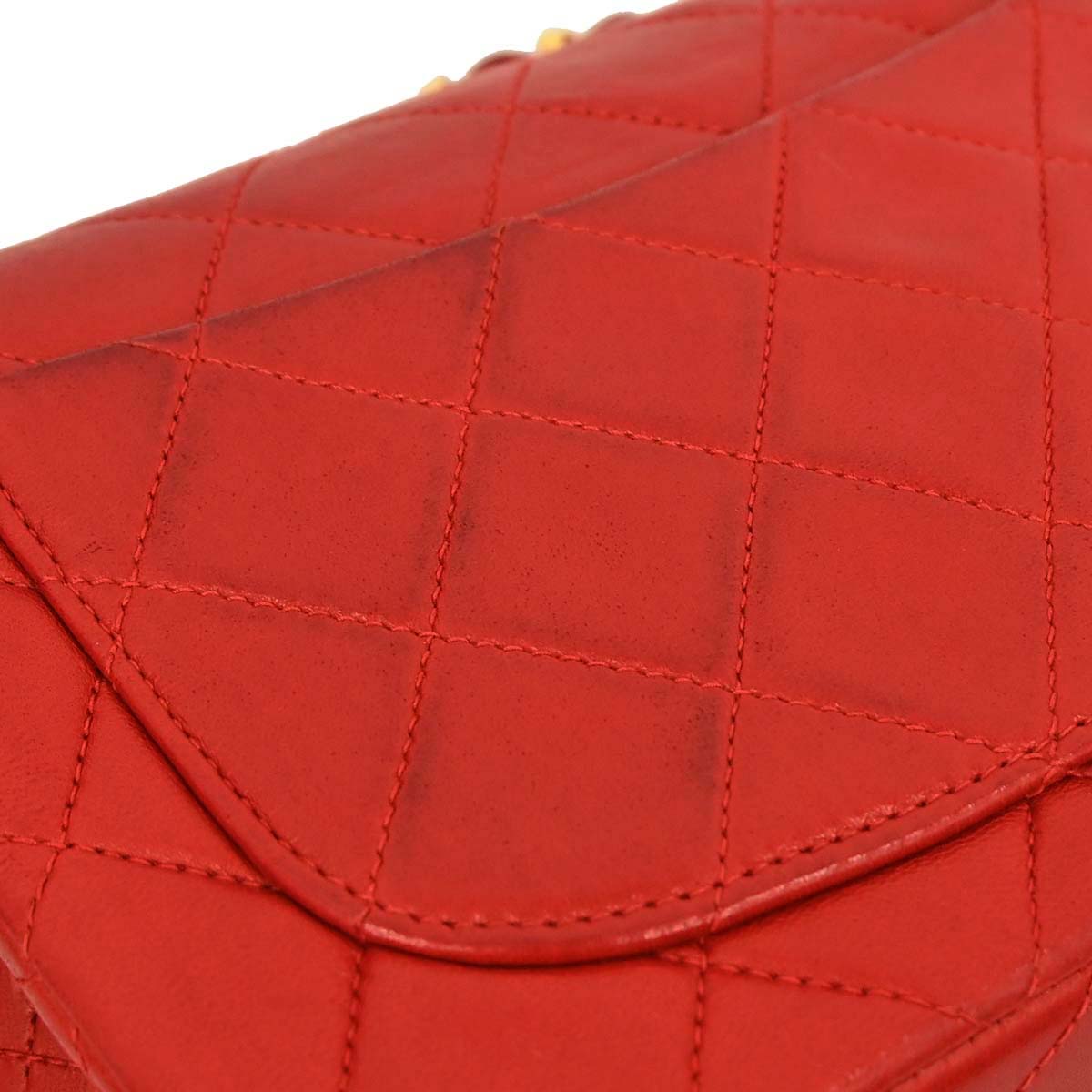 Chanel Red Lambskin Mini Classic Square Flap Shoulder Bag 17