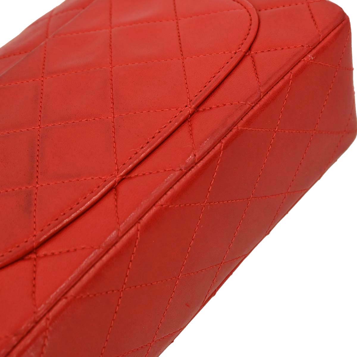 Chanel Red Lambskin Mini Classic Square Flap Shoulder Bag 17