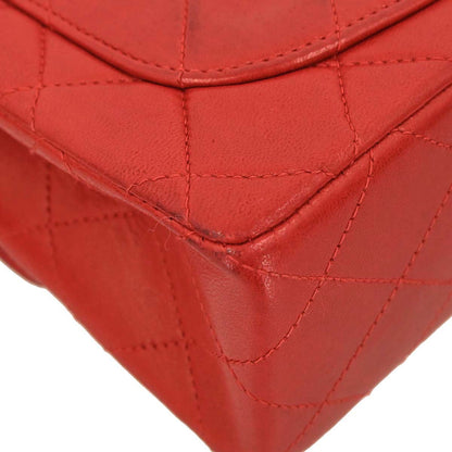 Chanel Red Lambskin Mini Classic Square Flap Shoulder Bag 17