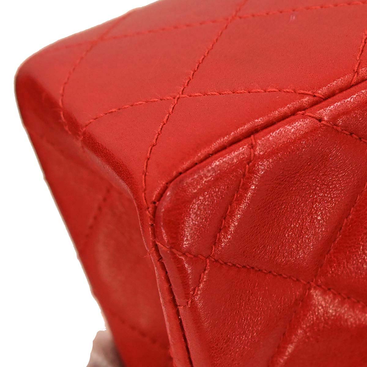 Chanel Red Lambskin Mini Classic Square Flap Shoulder Bag 17