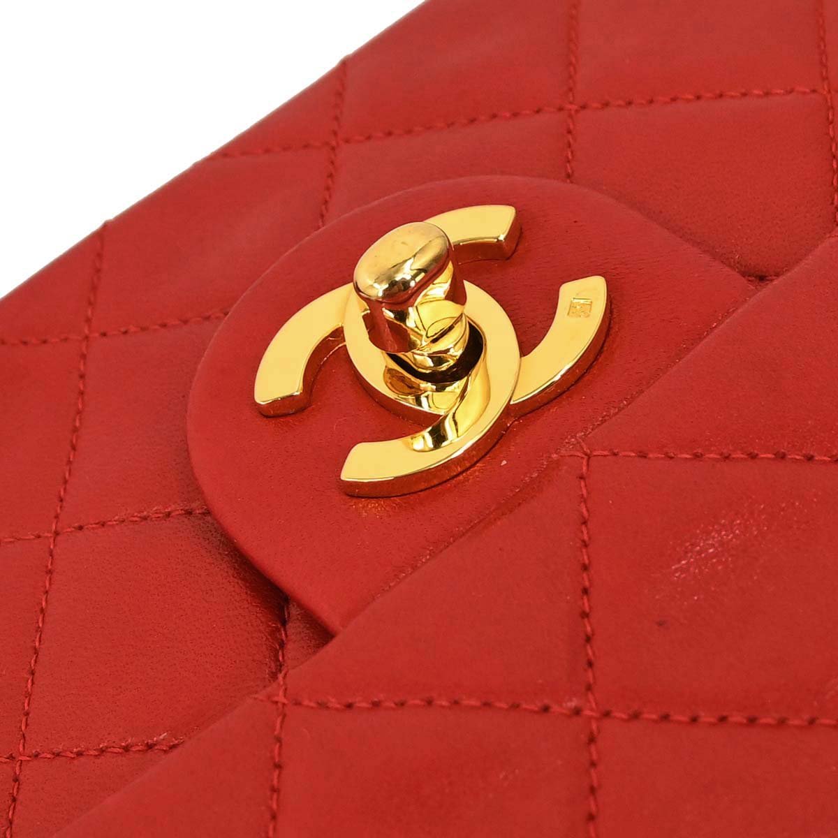 Chanel Red Lambskin Mini Classic Square Flap Shoulder Bag 17