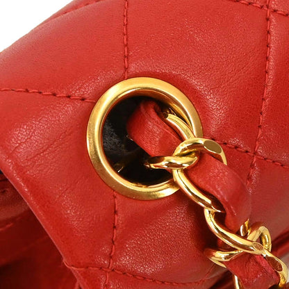 Chanel Red Lambskin Mini Classic Square Flap Shoulder Bag 17