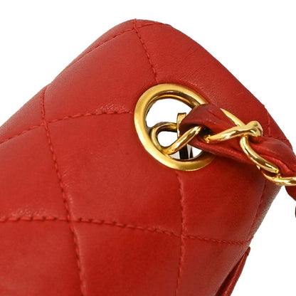 Chanel Red Lambskin Mini Classic Square Flap Shoulder Bag 17