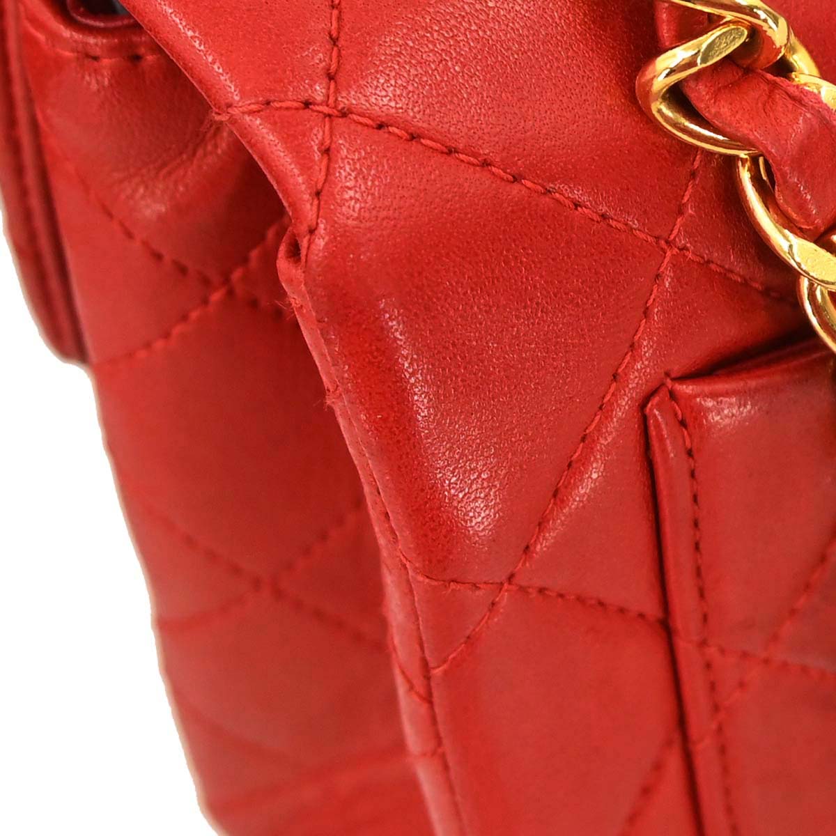 Chanel Red Lambskin Mini Classic Square Flap Shoulder Bag 17