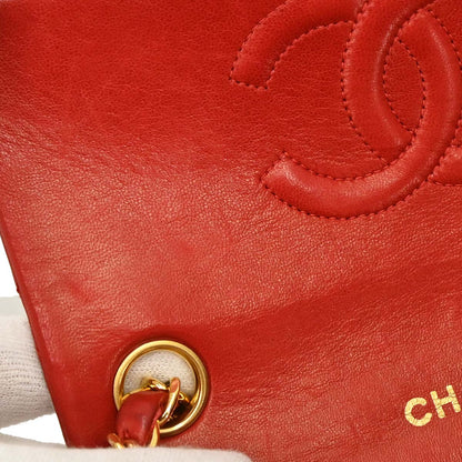 Chanel Red Lambskin Mini Classic Square Flap Shoulder Bag 17