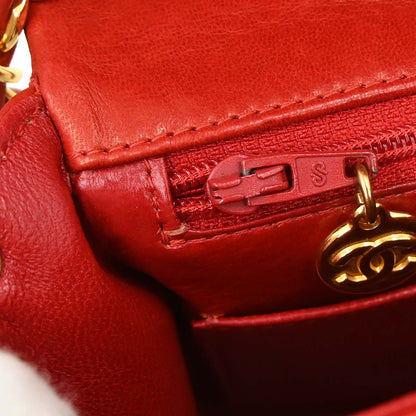 Chanel Red Lambskin Mini Classic Square Flap Shoulder Bag 17