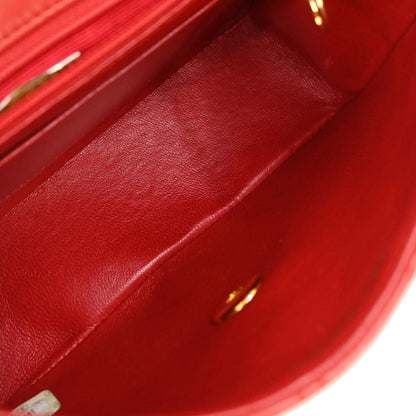 Chanel Red Lambskin Mini Classic Square Flap Shoulder Bag 17