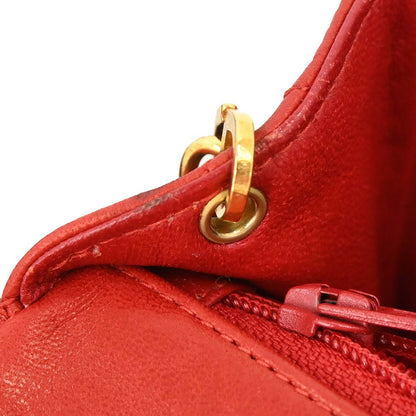 Chanel Red Lambskin Mini Classic Square Flap Shoulder Bag 17