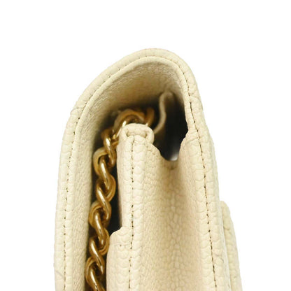 Chanel 2018 White Caviar Skin WOC Wallet on Chain Bag